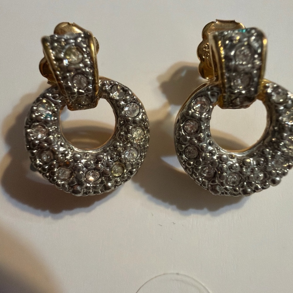 Avon Gold and Silver Crystal Earrings